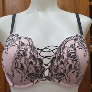 Elegant Lace Pink and Black Bra